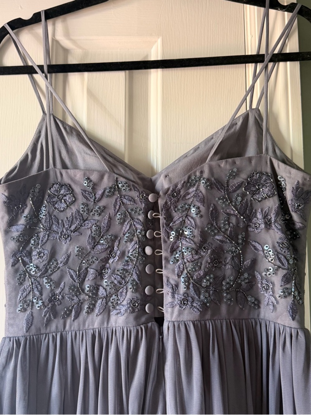 Anthropologie x BHLDN Elowen Embellished Maxi Dress Steel Sz 6 - Picture 5 of 8